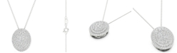 Macy's Diamond Oval Cluster Pendant Necklace (1/2 ct. t.w.) in Sterling Silver, 16" + 2" extender